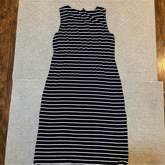 Talbots Womens Maxi Dress Embroidered Tassel Belt Jersey Stripe Size 3X Petite - Picture 8 of 8